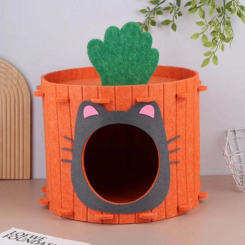 CAMA TENDA DE VELUDO EM FORMATO DE CENOURA