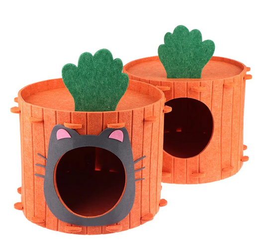 CAMA TENDA DE VELUDO EM FORMATO DE CENOURA