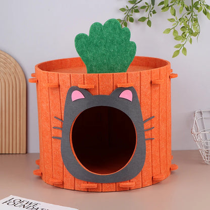 CAMA TENDA DE VELUDO EM FORMATO DE CENOURA