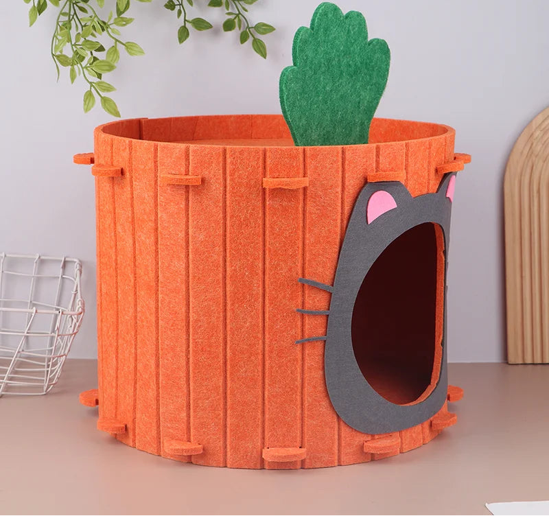 CAMA TENDA DE VELUDO EM FORMATO DE CENOURA