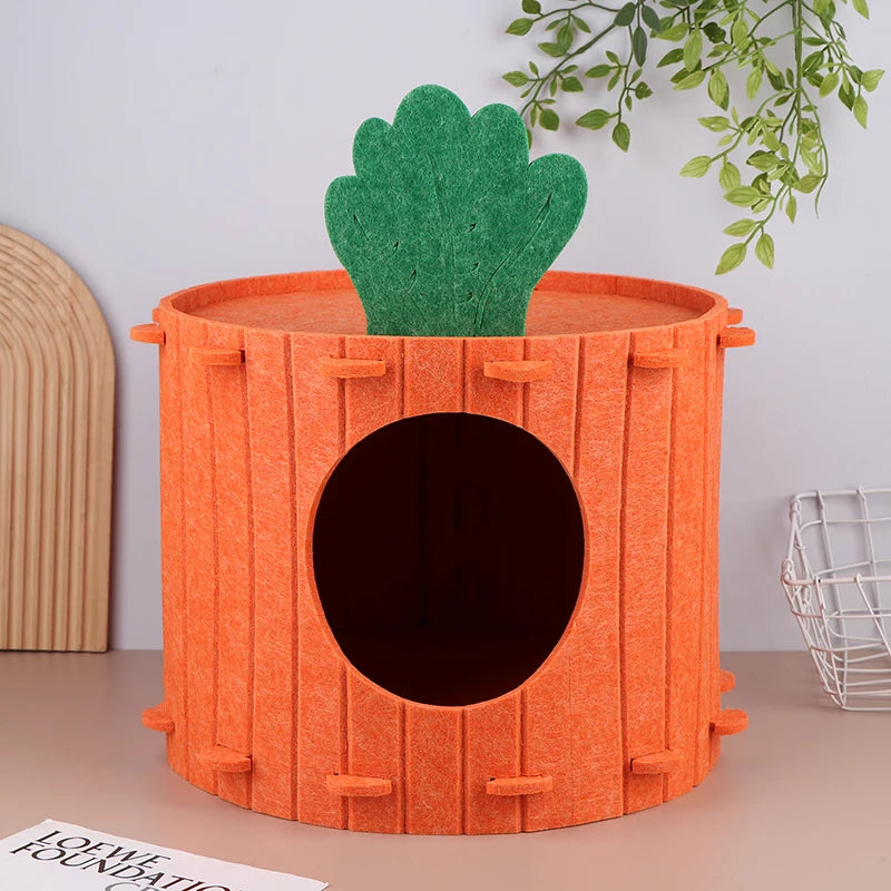 CAMA TENDA DE VELUDO EM FORMATO DE CENOURA