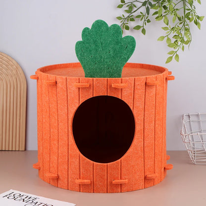 CAMA TENDA DE VELUDO EM FORMATO DE CENOURA