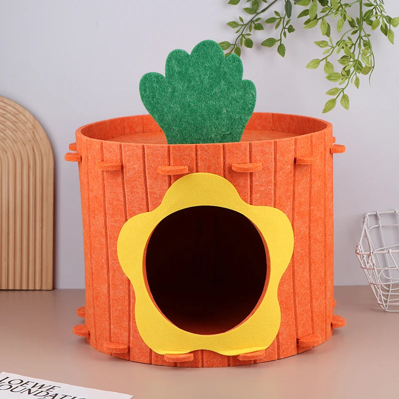 CAMA TENDA DE VELUDO EM FORMATO DE CENOURA