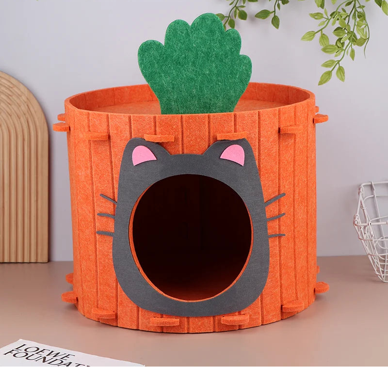 CAMA TENDA DE VELUDO EM FORMATO DE CENOURA