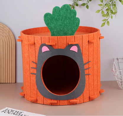 CAMA TENDA DE VELUDO EM FORMATO DE CENOURA