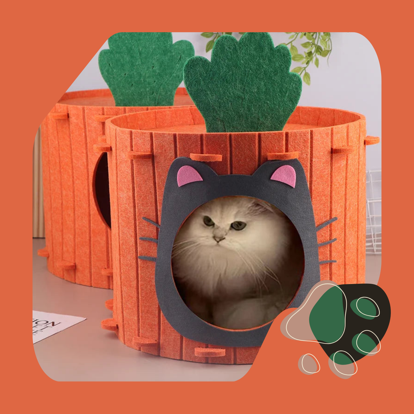 CAMA TENDA DE VELUDO EM FORMATO DE CENOURA