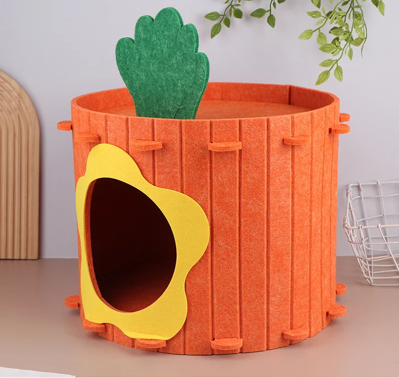 CAMA TENDA DE VELUDO EM FORMATO DE CENOURA