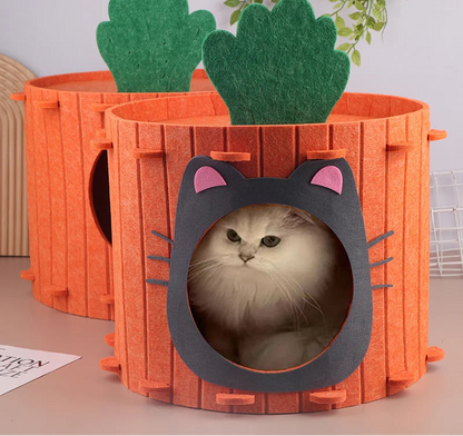 CAMA TENDA DE VELUDO EM FORMATO DE CENOURA