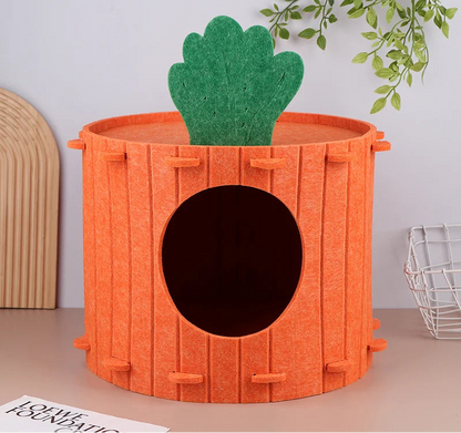 CAMA TENDA DE VELUDO EM FORMATO DE CENOURA