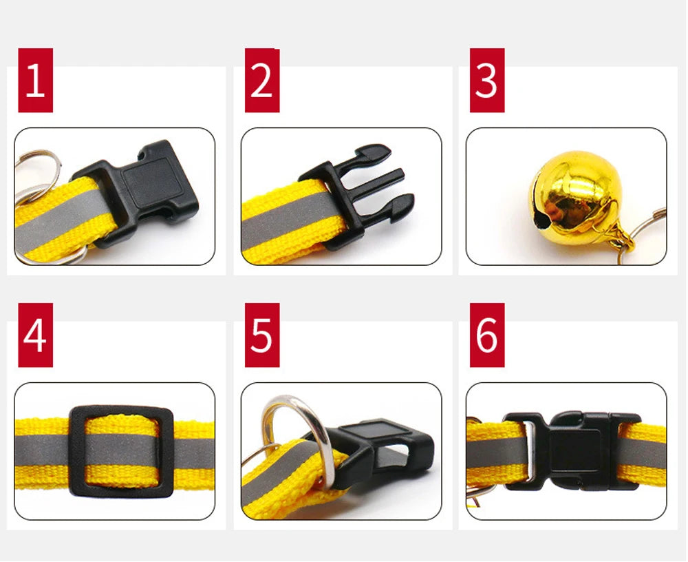 COLEIRA REFLETIVA COM GUIZO PARA GATOS E CÃES PEQUENOS