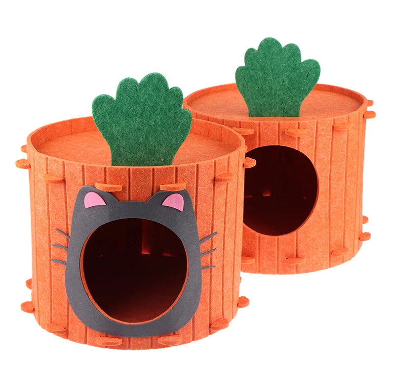 CAMA TENDA DE VELUDO EM FORMATO DE CENOURA