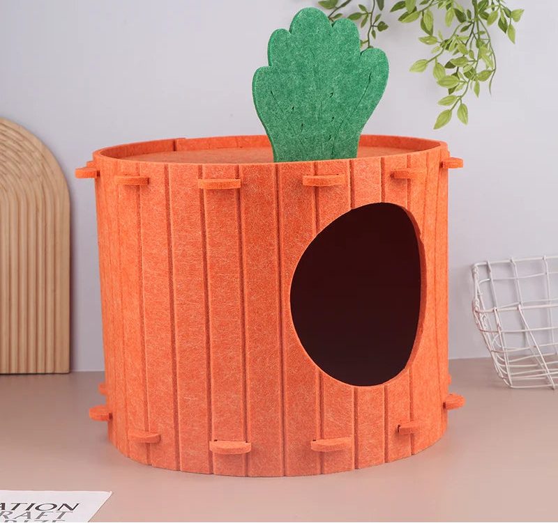 CAMA TENDA DE VELUDO EM FORMATO DE CENOURA