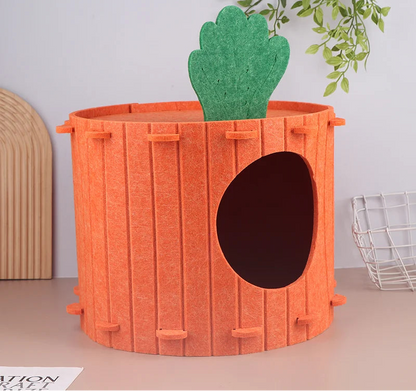 CAMA TENDA DE VELUDO EM FORMATO DE CENOURA